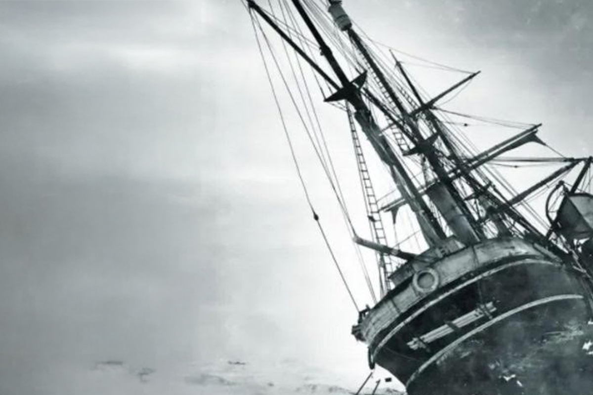 The Endurance ship trapped in Antarctic pack ice